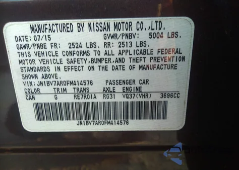 2015 Infiniti Q50 Premium z USA, uszkodzony, nr VIN JN1BV7AR0FM414576